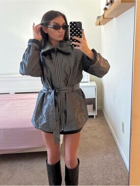 Fleet Street Belted Faux Fur Collar Puffer